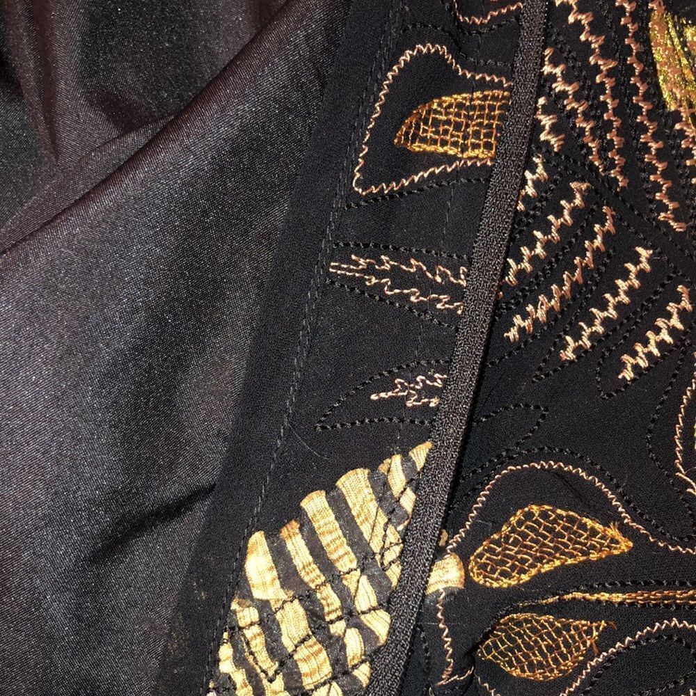 Chico’s L Black Green Gold Patchwork Embroidered Light Full Zip Jacket - Picture 15 of 15
